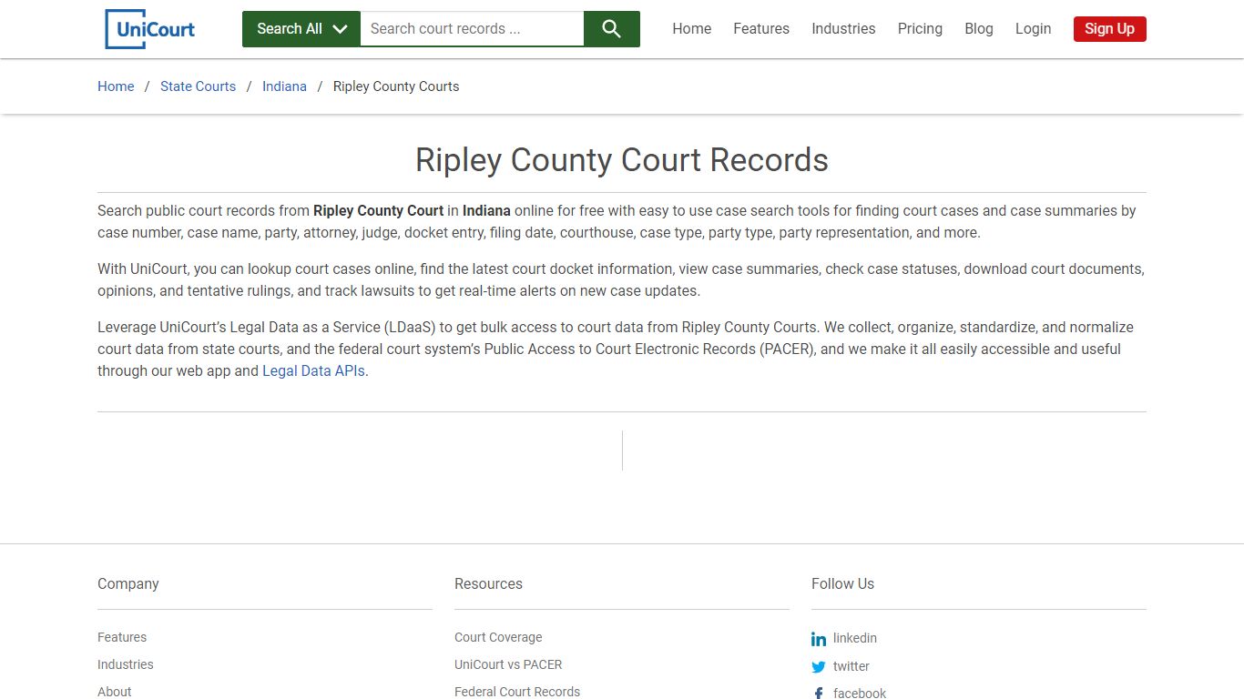 Ripley County Court Records | Indiana | UniCourt